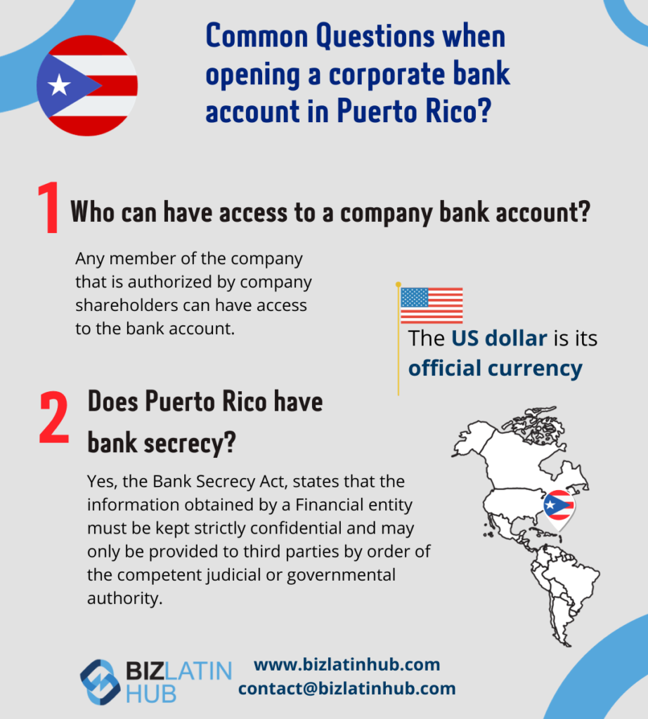 Common Questions when opening a corporate bank account in Puerto Rico?