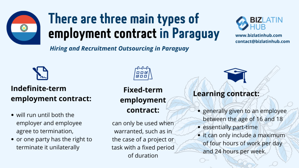 When thinking of  hiring and recruitment outsourcing in Paraguay it’s important to know the employment contract