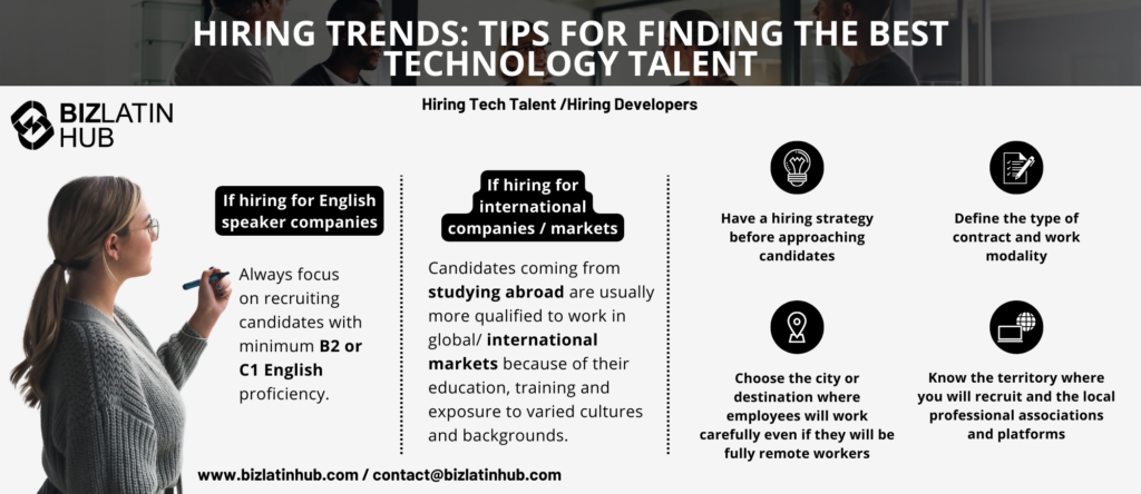 A Biz Latin Hub infographic about tips for finding the best technology talent in an article about hiring tech talent in Mexico