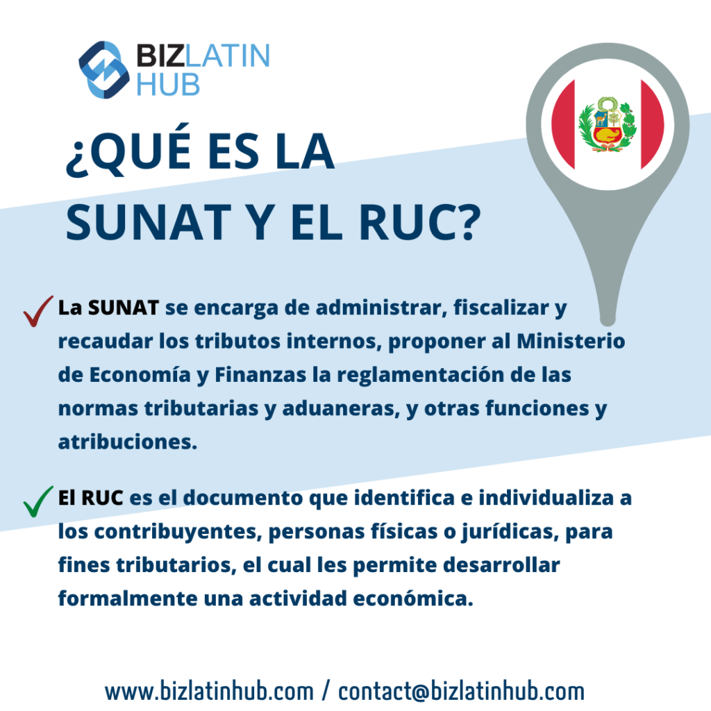 ¿Qué es SUNAT y el RUC? infografia de biz latin hub.