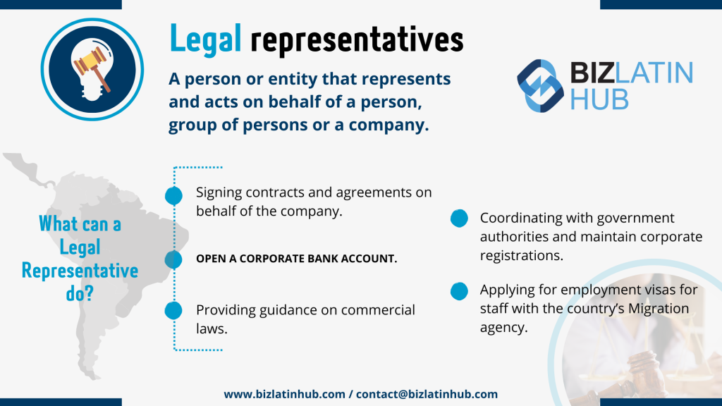 ¨legal representatives¨ infographic by Biz Latin Hub for an article on ¨legal representative in Guatemala¨. 