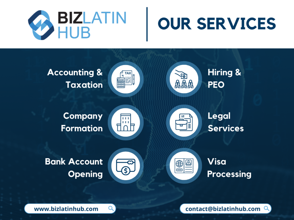 Infographic by Biz Latin Hub on their multiple services offered 