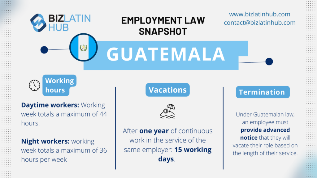 "employment law Guatemala" infographic by Biz Latin Hub for an article on "headhunters in Guatemala".