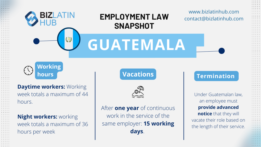 "employment law Guatemala" infographic by Biz Latin Hub for an article on "headhunters in Guatemala".