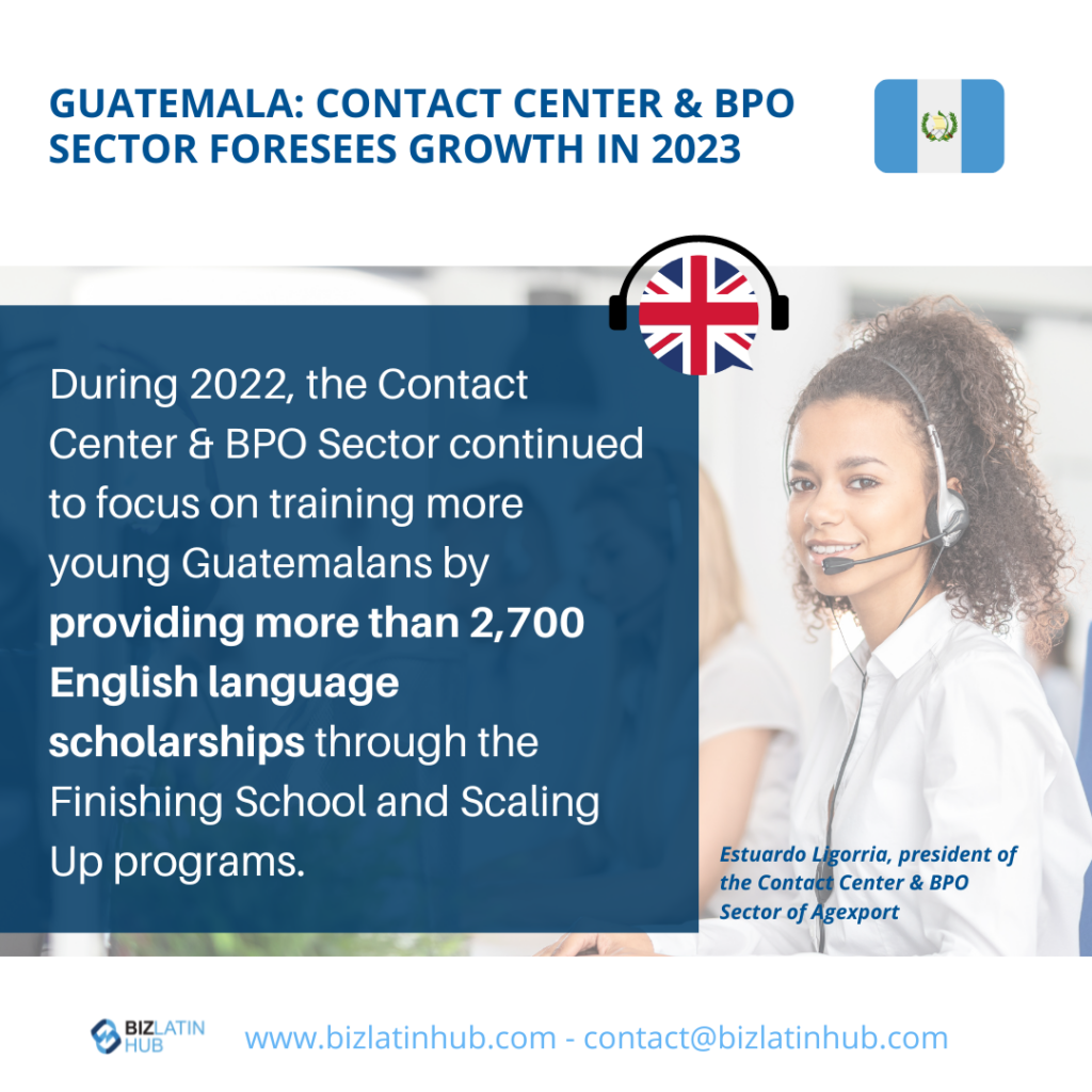 "guatemala english language scholarships" infographic by Biz Latin Hub for an article on "finding talent in Guatemala".