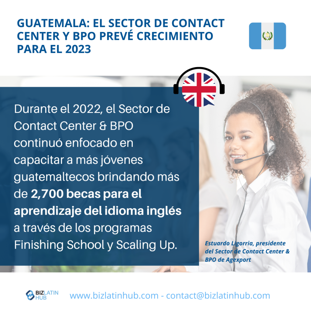 Infografía sobre crecimiento del sector de Contact Center en Guatemala para un artículo sobre "encontrar talento en Guatemala"