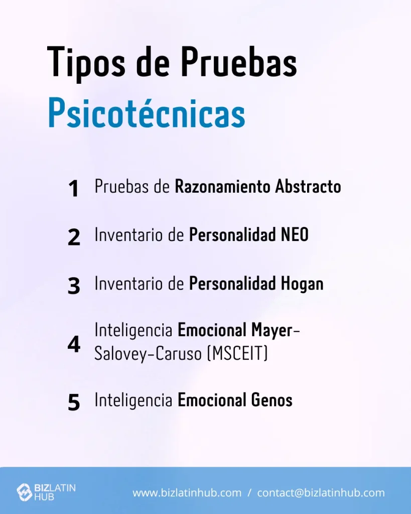 Tipos de pruebas psicotécnicas.