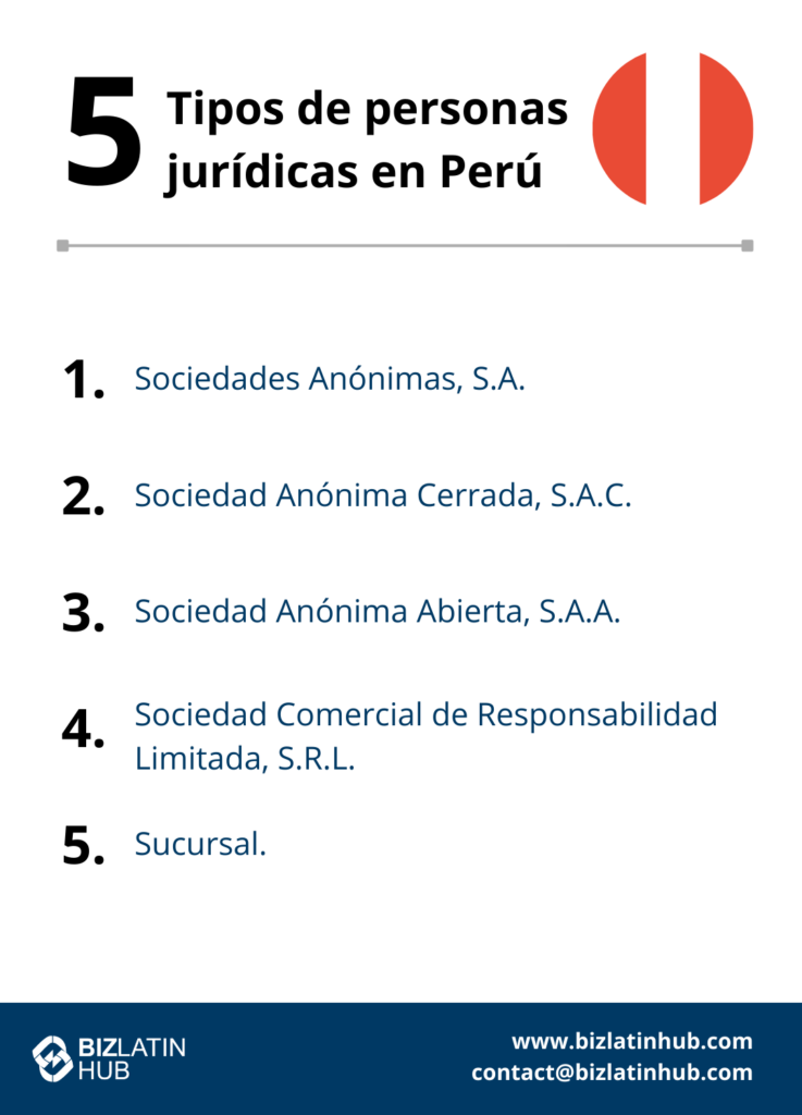 5 tipos de entidades jurídicas en Perú