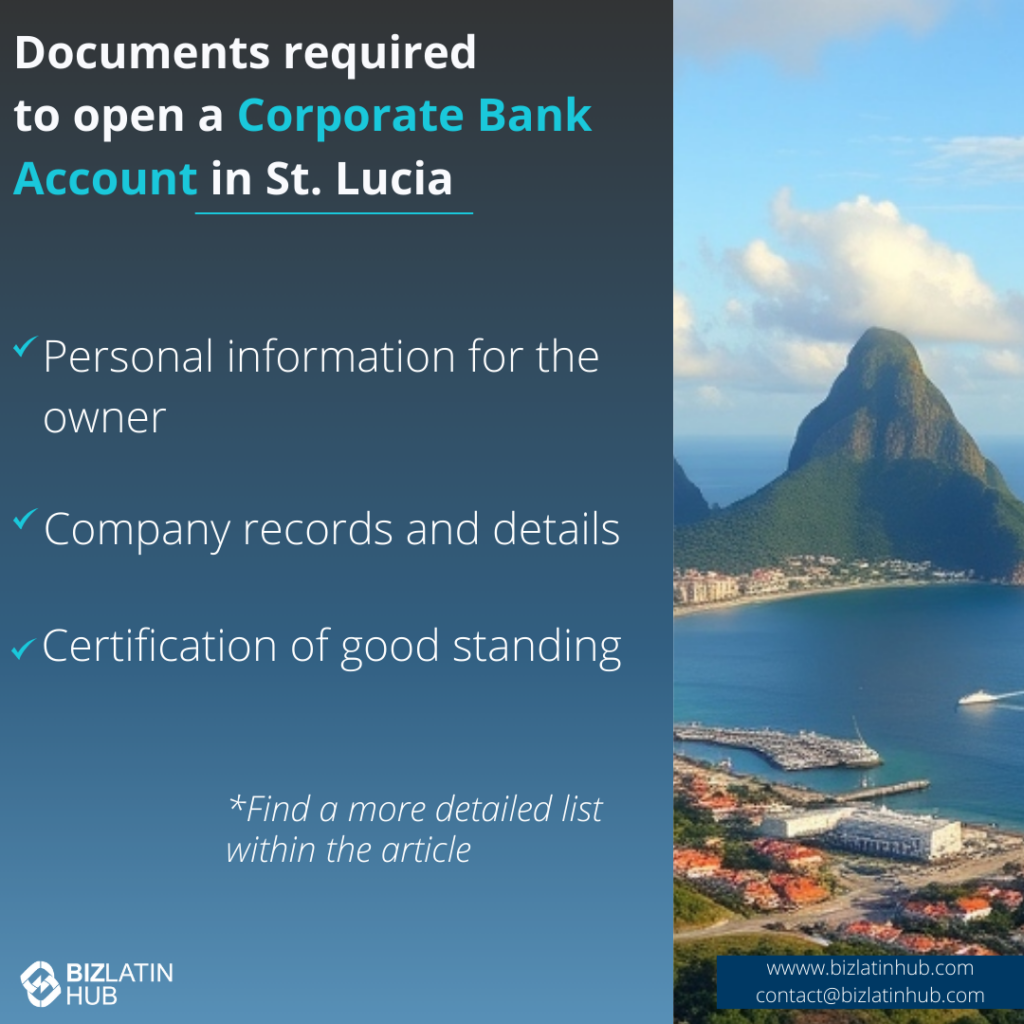 Castries business district featuring major Saint Lucian banks serving international companies