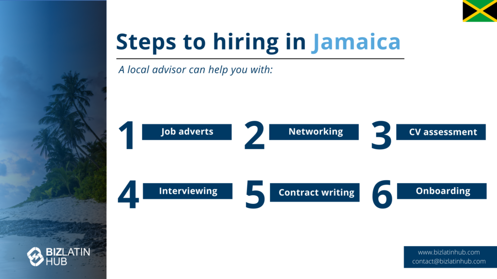 An outline of the steps to hiring as part of an article on employment and labor law in Jamaica